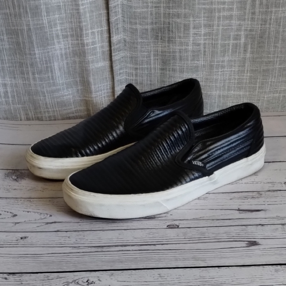 Vans Classic Slip On Moto Leather Black Sneakers